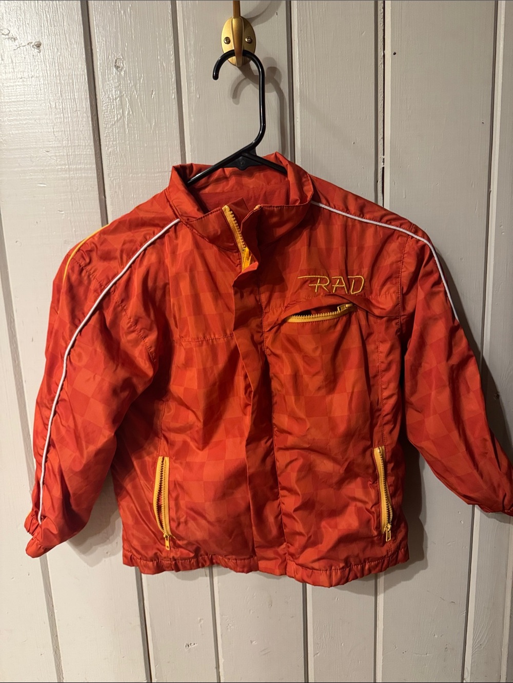 Kids Red Windbreaker Jacket with 'RAD' Embroidery